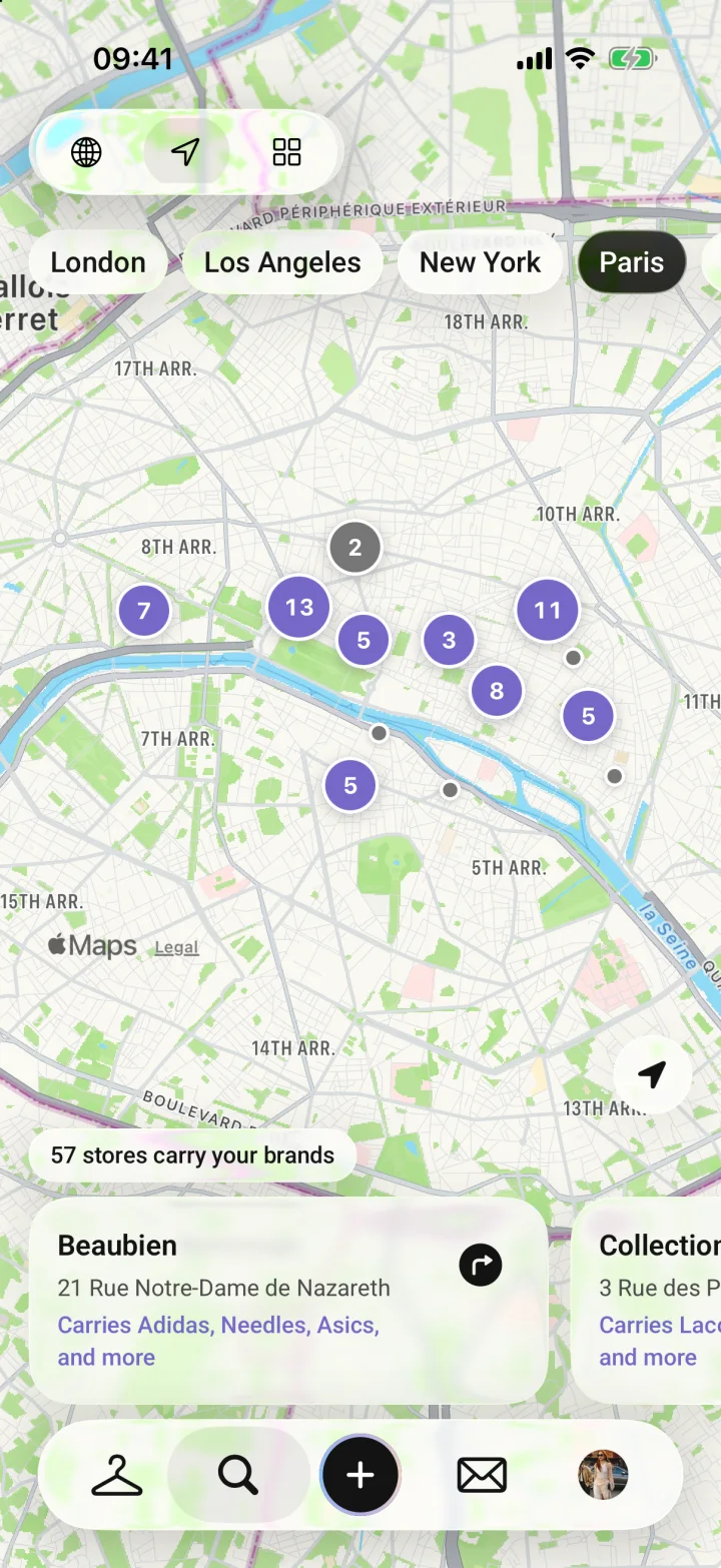 Recint map: 57 stores in Paris that carry your brands