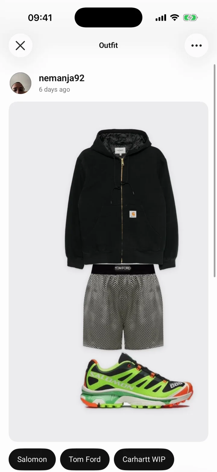 Recint outfit page: Salomon, Tom Ford and Carhartt WIP pieces, with Remix and more like this